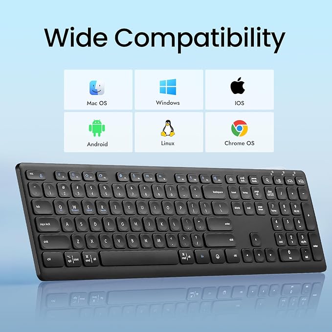 K9300 Multi-Functional Keyboard, 2.4G Wireless USB and Dual Bluetooth, Support Multi Device Switching, Full Size, Scissor-Switch Keys Silent Design for Computer, Laptop, MacBook and iPad.