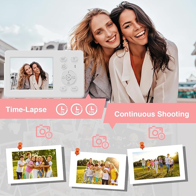 Digital Camera, 4K Autofocus Compact Camera with 32G SD Card FHD 64MP with 2.8" Large Screen, 18X Digital Zoom, Portable Mini Camera for Photography, Suitable for Kids,Adult,Beginners