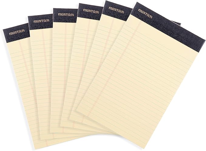 Mintra Office Legal Pads - ((PREMIUM CANARY 6pk, 5in x 8in, NARROW RULED))