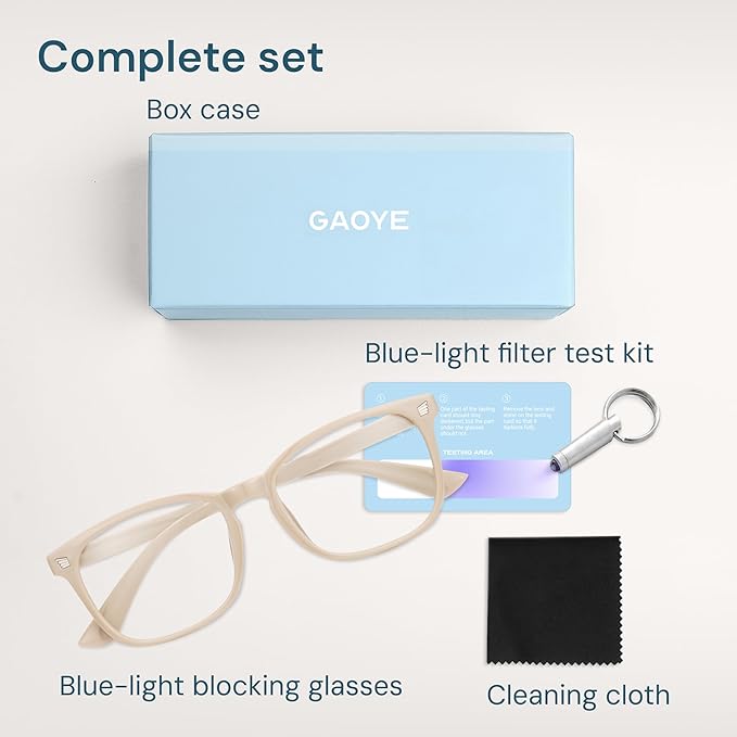 Gaoye Blue Light Glasses for Computer & Gaming - Anti UV Ray Lenses, Scratch-Resistant & Comfort Fit