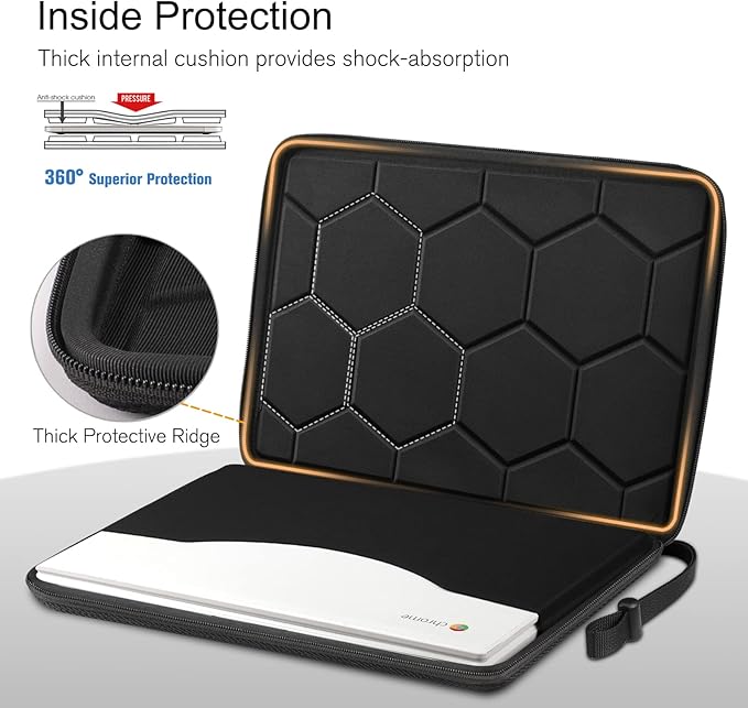 FINPAC Hard Laptop Sleeve Case for 11.6-inch Chromebook, Shockproof Computer Carrying Case Compatible with 11.6-inch Samsung Chromebook 4/3/2, Acer/HP/Dell/ASUS/Surface Laptop 13", Pro 12", Black