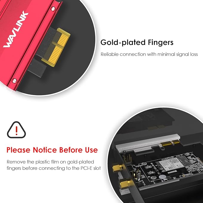 WAVLINK 2025 New AX5400M WiFi 6E PCIe Network Card, Tri-Band AX210 Wireless Adapter with Bluetooth 5.3, MU-MIMO, WPA3, OFDMA, Low-Profile Bracket, Heat Sink, for Windows 11/10 PC
