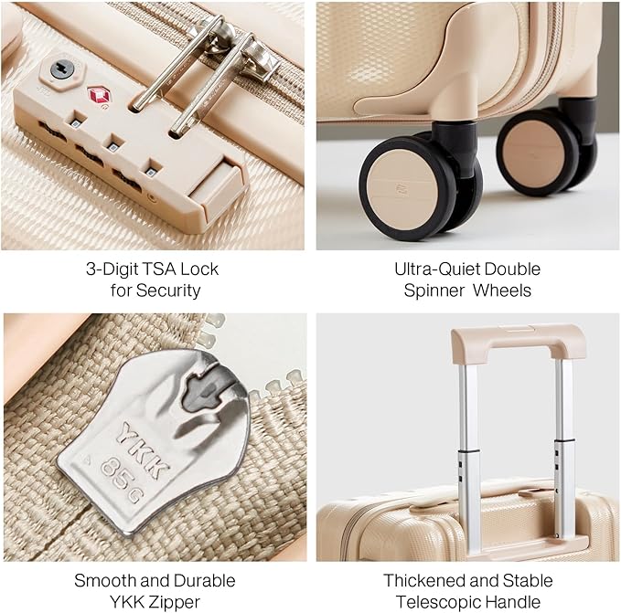 Hanke 29 Inch Luggage Suitcases With Spinner Wheels Lightweight PC hardside Rolling Suitcase With Travel Lock, Checked-Large 29-Inch（Cuba Sand）