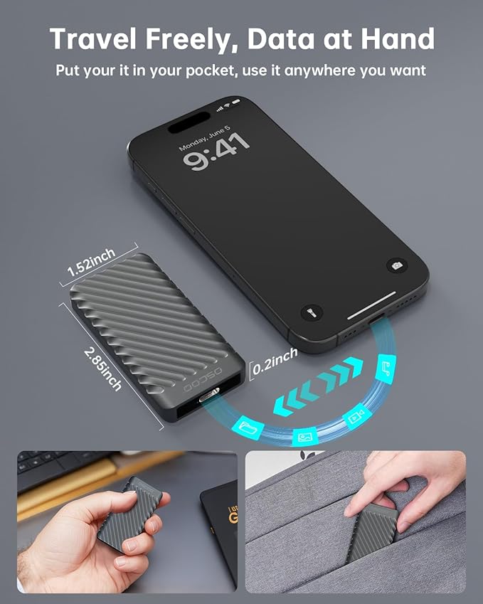 4TB Portable SSD, Up to 2000MB/s, USB 3.2 Gen 2x2 External Solid State Drive, Dual USB-C&A, Compatible with iPhone 15/16/14, Android, Mac, Laptops, Tablets, Smart TVs, Cameras, Game Consoles