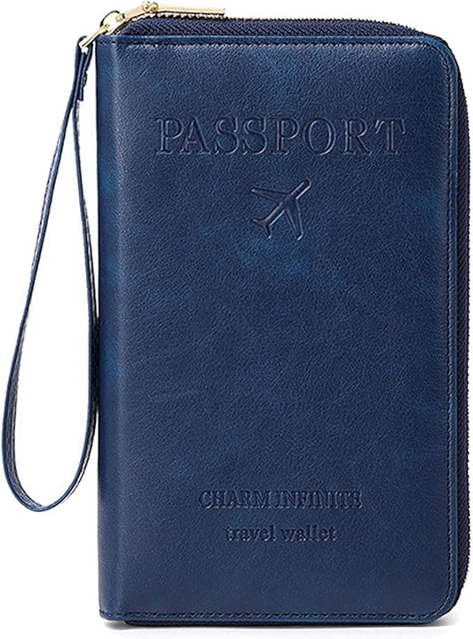 Multi-Function RFID Travel Passport Wallet with Phone Pocket - Ultimate Passport Holder for Women & Men | Holds Phones, Passports, Cash, Cards & Boarding Passes (Blue)