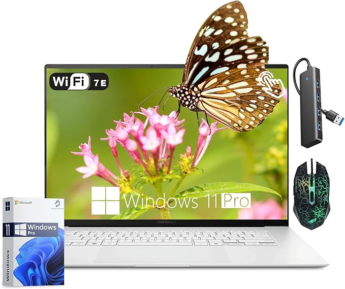 ASUS Zenbook S 16 Touchscreen Laptop 16" OLED Business Laptops AMD Ryzen AI 9 365 24GB DDR5 2TB SSD WiFi 7 Backlit KB Lifetime Microsoft Office Windows 11 Pro Laptop Computer Copilot AI