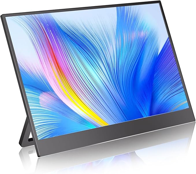 Portable Monitor for Laptop, 14" HDMI USB-C IPS External Screen, Built-in Dual Speakers Gaming for Laptop PC Display with Stand, Plug & Play,Lightweight Small Monitor for On-The-Go Use,Black