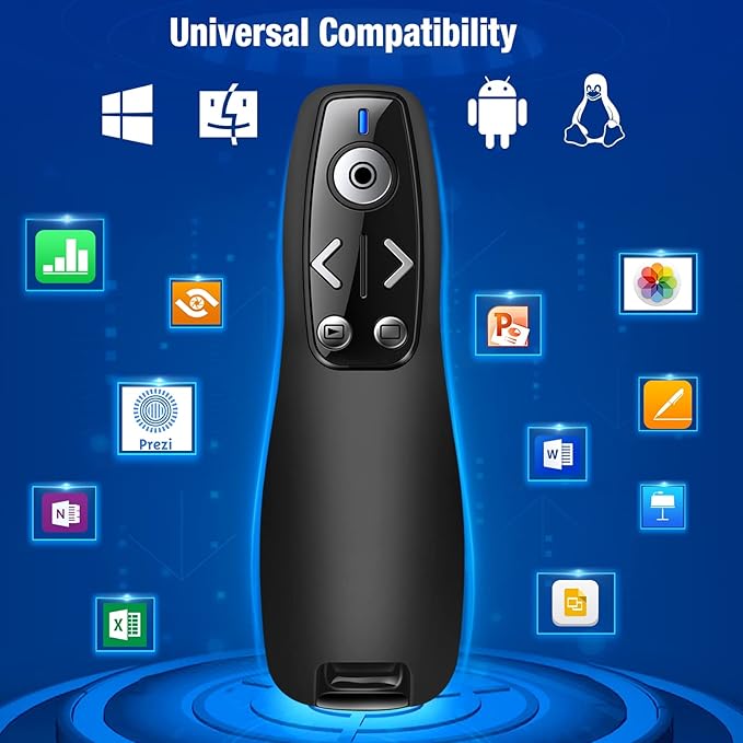 Presentation Clicker Wireless Presenter Remote for PowerPoint, RF 2.4GHz USB Powerpoint Clicker with Hyperlink & Volume Control PowerPoint Slide Advancer for Mac, Computer, Laptop