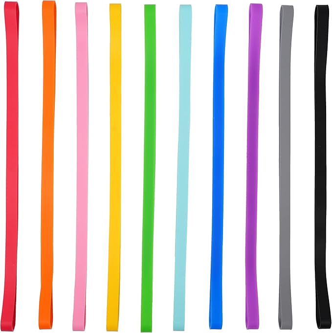 Rubber Bands Silicone 10 Pcs 12inch Elastic Bands for Notebook Books Cooking Wrapping Rubber Bands Cooking Boxes Wraps Office Supplies