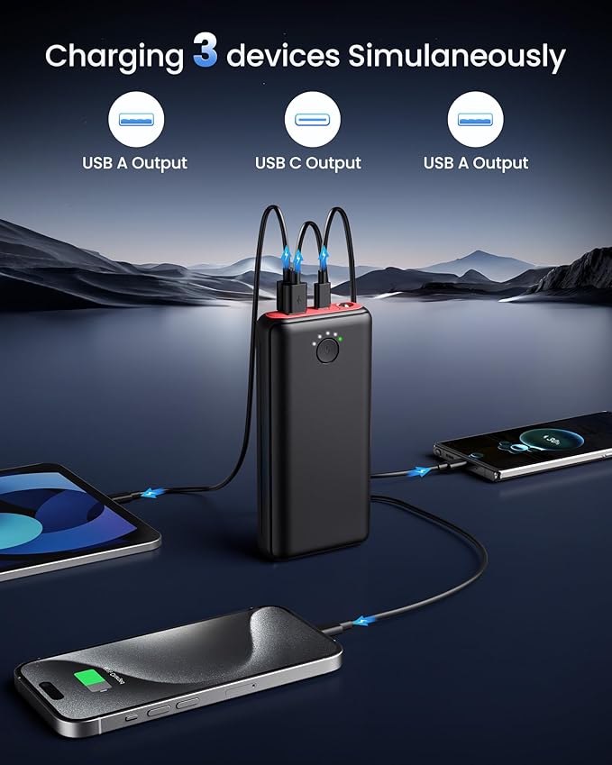 Portable Charger Power Bank 40000mah, USB C Fast Charging 22.5W External Battery Pack Phone Charger Quick Charge with 3 Outputs & 2 Inputs for iPhone Android Samsung Travel Essentials Camping