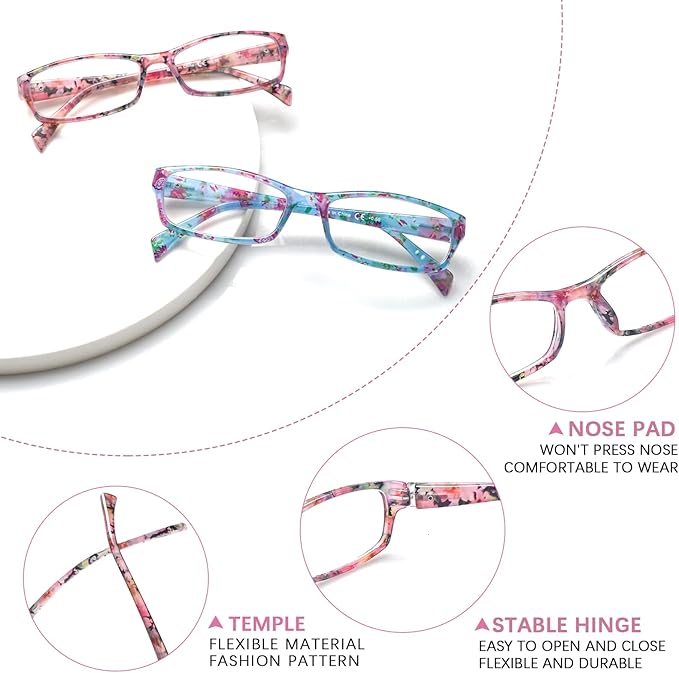 VIDEBLA Computer Reading Glasses Men and Women Anti Eyestrain Blue Light Blocking Glasses for Reading (6 Pack Mix, 2.75, x)
