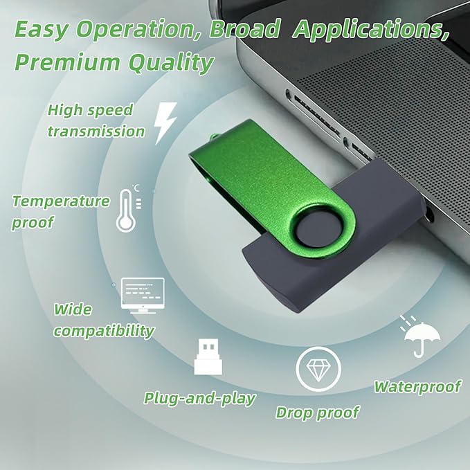10 Pack 32GB USB Flash Drive,XUANREG USB 2.0 Thumb Drives Bulk Drive Memory Stick with Sticker Paper and Lanyards, Bulk USB Drives Green