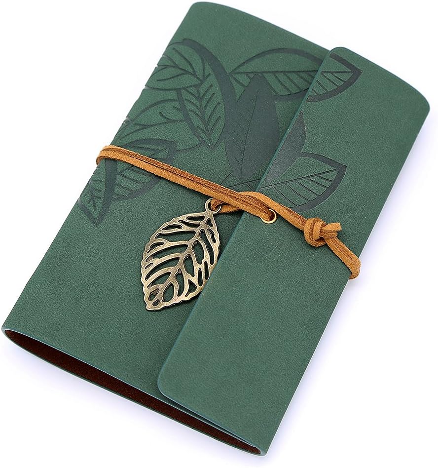 EvZ Vintage Dark Green PU Leather Cover Loose Leaf Blank Notebook Journal Diary Gift