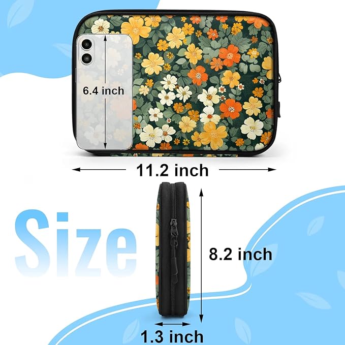 Autumn Flowers Electronics Travel Organizer Case, Tech Accessories Cable Storage Bag for Cords, Charger, Phone, Hard Drive