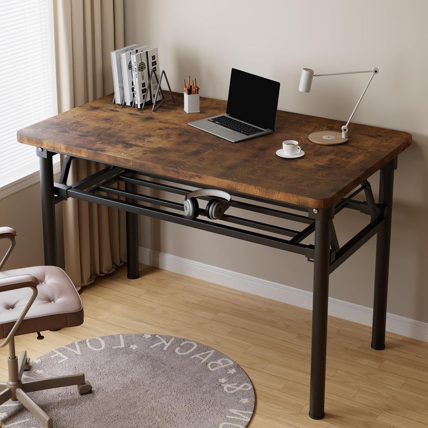 Small Folding Desk No Assembly,31.5 Inch Folding Computer Desk Small Foldable Table for Home Office.