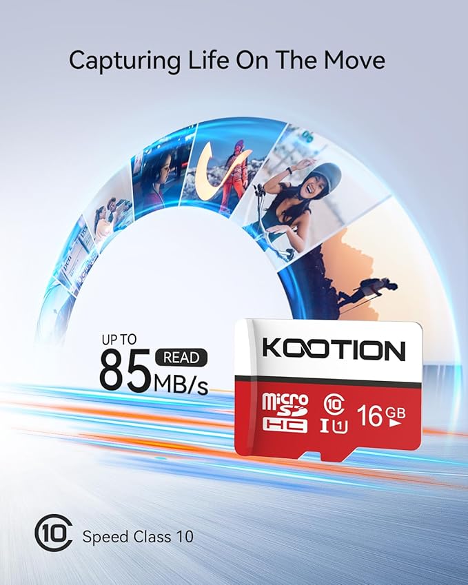 KOOTION 16 GB Micro SD Cards 5-Pack, Class 10 MicroSDHC Flash Memory Card, U1, C10, TF Card with Adapter