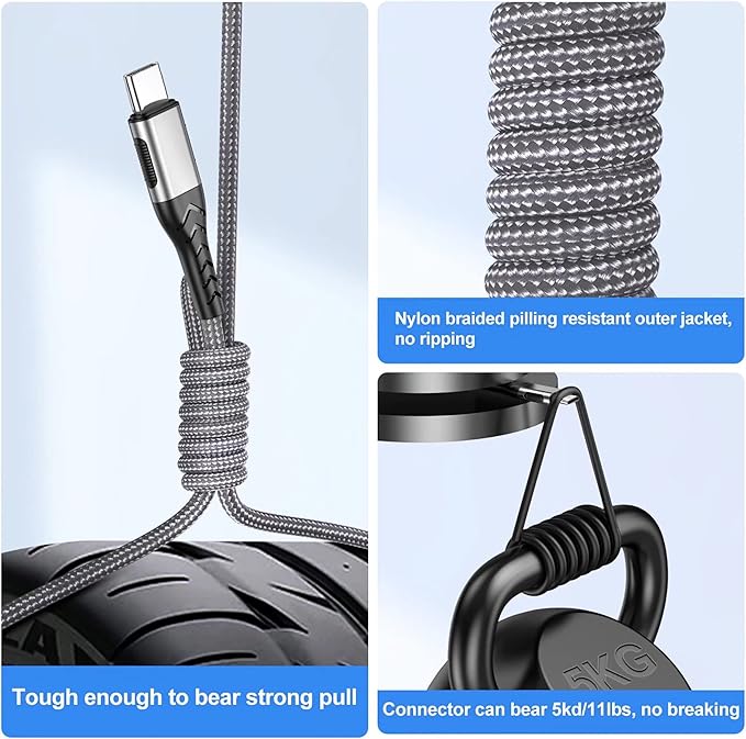 Durcord USB C Cable, Upgarded 2Pack 10ft Fast USB Type C Charging Cable for Android/Phone/Pad/Laptop, Type C Charger Braided USB Cable Compatible withi Phone 17/16/15/Pro/Plus/Max/Sam.Sung-Silver