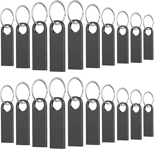20 Pack 2GB USB Flash Drive with Keychains, Wooolken Sleek Metal USB 2.0 Thumb Drives Memory Stick for PC Laptop Computer(Dark Grey)