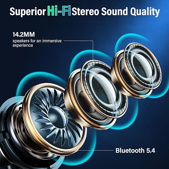 Wireless Earbuds, Bluetooth 5.4 Headphones with Multifunction Touch Screen, 48H Deep Bass Stereo Ear Buds, 5 EQ Modes, ANC/ENC Noise Cancelling, Transparency Mode, IPX7 Bluetooth Earbuds, Blue