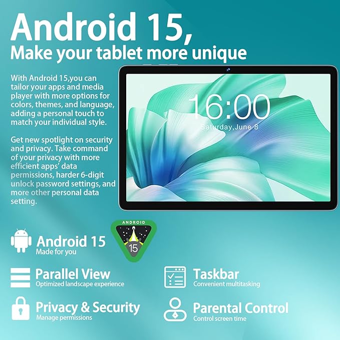 2025 Upgraded Android 15 Tablet 10.1 Inch Octa-Core Tablets with Keyboard Mouse, 22GB+128GB+1TB Expand, 8000mAh Large Battery,1280x800 IPS HD Touch Screen, Widevine L1, 5G WiFi, GPS-Metal Blue