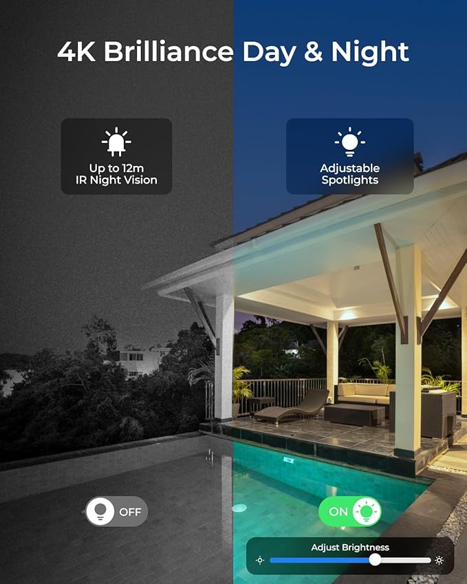 REOLINK 4K PoE Security Outdoor IP Camera with 355° Pan & 50° Tilt, Color Night Vision for Home Surveillance, Auto Tracking, Smart Detection, Two-Way Talk, 24/7 Recording, E1 Outdoor SE PoE