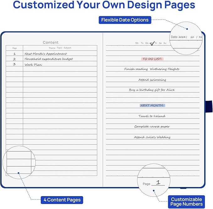 Lined Journal Notebooks for Work, Travel, College, A5 Size 100 GSM Thick Paper, Classic Ruled Journaling Notebook, Hardcover Notepad for Writing 160 Pages, 5.5 x 8.3 inch, Royal Blue