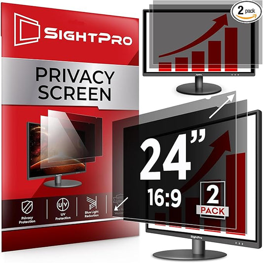 24 Inch 16:9 [2 Pack] Computer Privacy Screen Filter for Monitor - Privacy Shield and Anti-Glare Protector