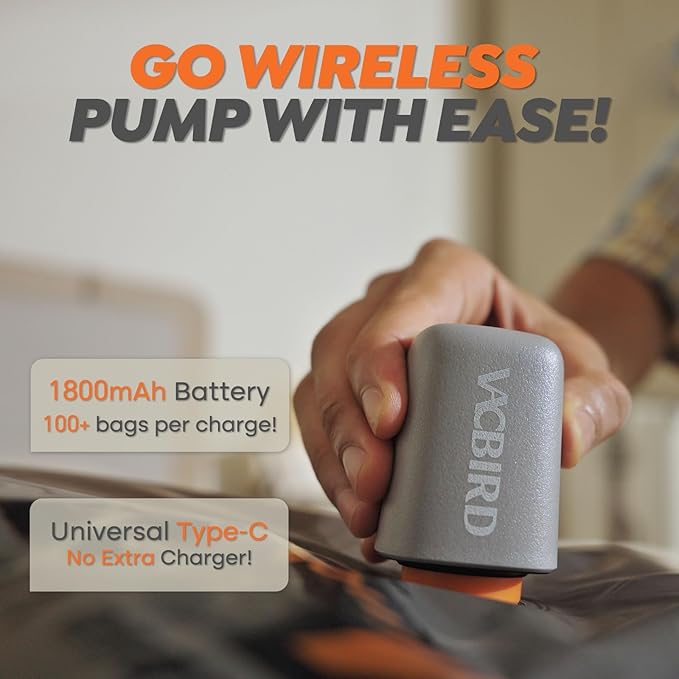 Rechargeable Wireless Pump Travel Storage Bags Set - 10 Pack Portable Space Saver Bags for Travel & Home - Vacuum Compression Packing Seal for Clothes, Blankets, Seasonal Storage