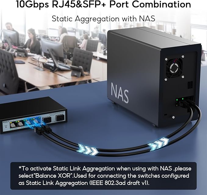 6 Port 2.5G Easy Web Managed Switch, 4 x 2.5G Base-T Ports, 2 x 10G SFP+, Static Aggregation,QoS/VLAN/IGMP, 2.5Gb Network Homelab Switch