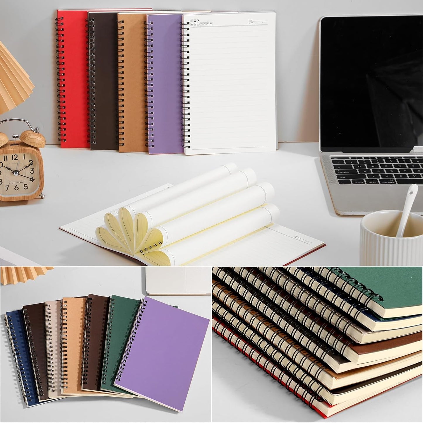 12 Pack Small Spiral Notebook A5 Lined College Ruled Spiral Journal Notebook 5.5 x 8.3 Inch Kraft Cover, 120 Pages for Work Students Office Business(Dark Color)