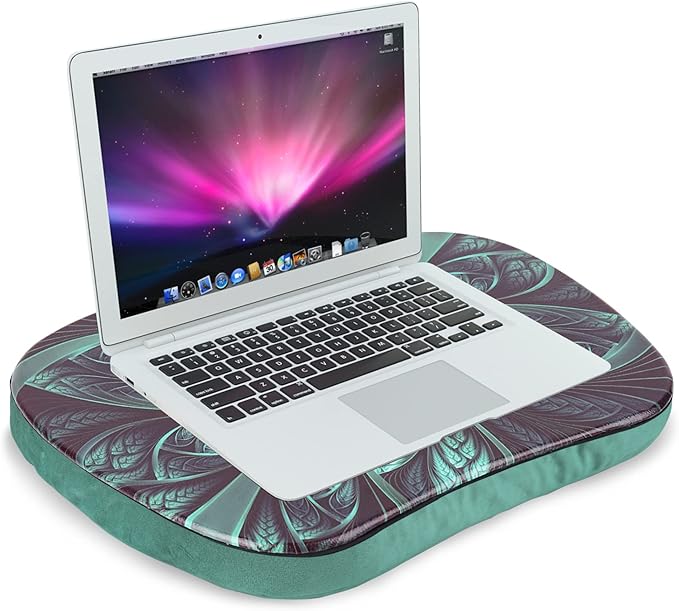Lap Laptop Desk - Portable Laptop Accessory with Pillow Cushion, Fits up to 15.6 inch Laptop, Media Slot, Micro-bead Cushion