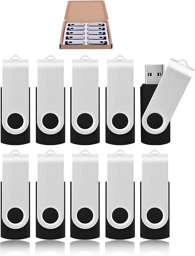 16GB USB Flash Drive KOOTION 20 Pack USB Drive Thumb Drive Bulk USB Stick Swivel for Data Storage, Black