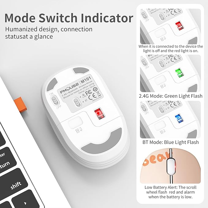 Cute Bluetooth Wireless Mouse with 2.4GHz USB Receiver, Silent Clicks, AA-Battery Powered, Durable, Lovely Cartoon Mice, Ideal for Kids, Students, Teens on Laptops, Mac, iPad, PC (Kerry Bear)