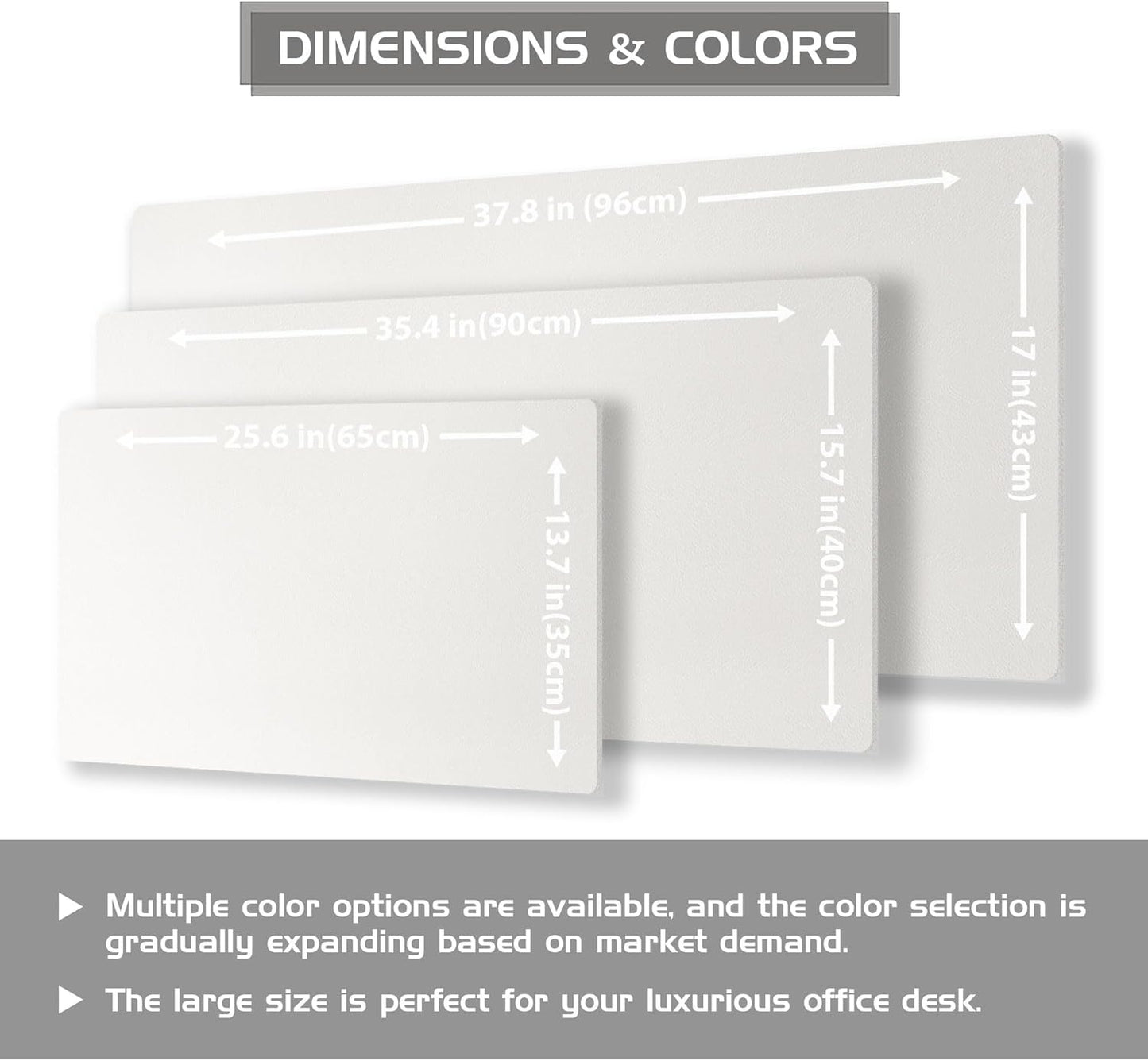 Aothia Dual-Sided Desk Pad - Leather Desk Mat, Natural Cork Desk Pad Protector, Large Mouse Pad for Desk, Waterproof Desk Blotter Pad, Desk Writing Pad for Office Work/Home, Off-White (37.8"x17")