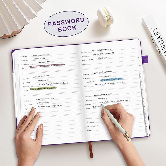 Password Book with Alphabetical Tabs, Hardcover Password Keeper, Size 4.4''x 6.1'' Password Notebook for Saving Internet Login, Username, Password Organizer for Computer & Website Logins,