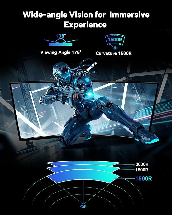 KTC 34 Inch UWQHD Curved Gaming Monitor, 3440x1440 Ultrawide PC Monitor 1500R, 180Hz 21:9 Display, Adaptive Sync, 1ms MPRT, 4000:1 Contrast, Tilt/Swivel/Pivot/Height Adjustment, HDMI2.0 & DP1.4,H34S5