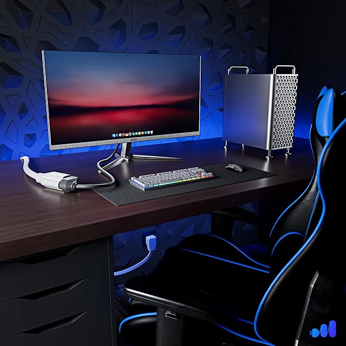 Maximm Extension Cord Heavy Duty (50 Feet) Flat Wire 3-Prong Flat Plug, 14 AWG Power Cord - UL Certified, White, Ideal for Home and Office Use, Appliances, Electronics, Power Tools