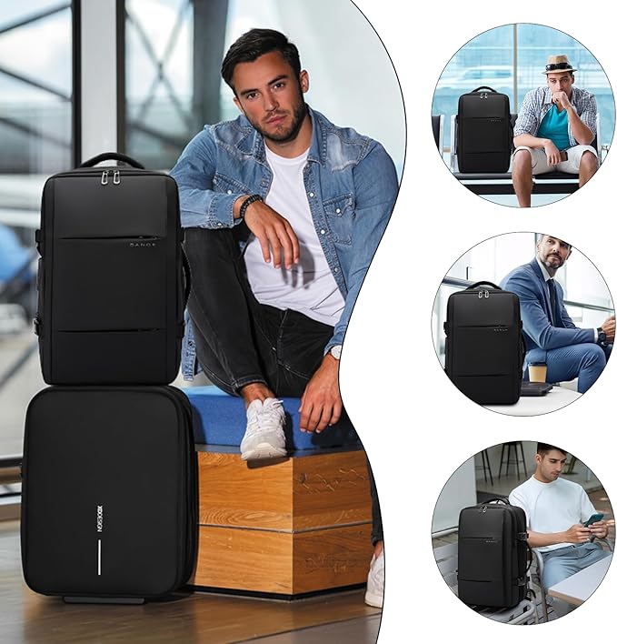 BANGE Backpack with Anti-Theft Vacuum Compression Travel Backpack,Expandable Backpacks with Pump for Airplanes