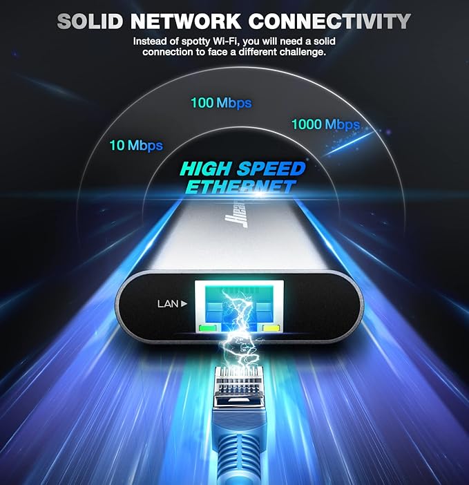 Hiearcool USB C Hub Ethernet,4K@60 USB-C to HDMI Hub,8in1 Multi-Port USBC Adapter Type C Dock Dongle Compatible for MacBook Pro Air iPad Dell Lenovo