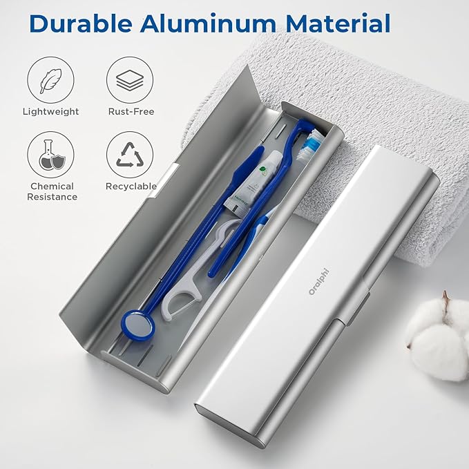 Wider Aluminum Toothbrush Travel Case, Portable Travel Toothbrush Holder, Durable Manual Toothbrush Box Container for Traveling, Bathroom, Camping, Business Trip-Not for 0.85oz Toothpaste