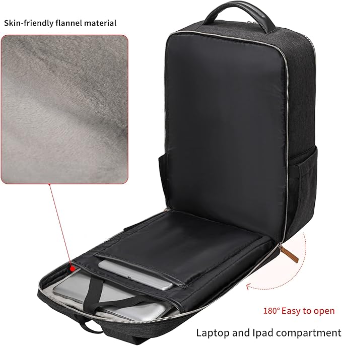 NOBLEMAN Professional Laptop Computer Backpack Men, Luxury Expandable Travel Business Office Backpacks for Executive Men, Nice Leather Waterproof College Bookbag Bag Fits 17 Inch Tech Laptop (Black) ﻿