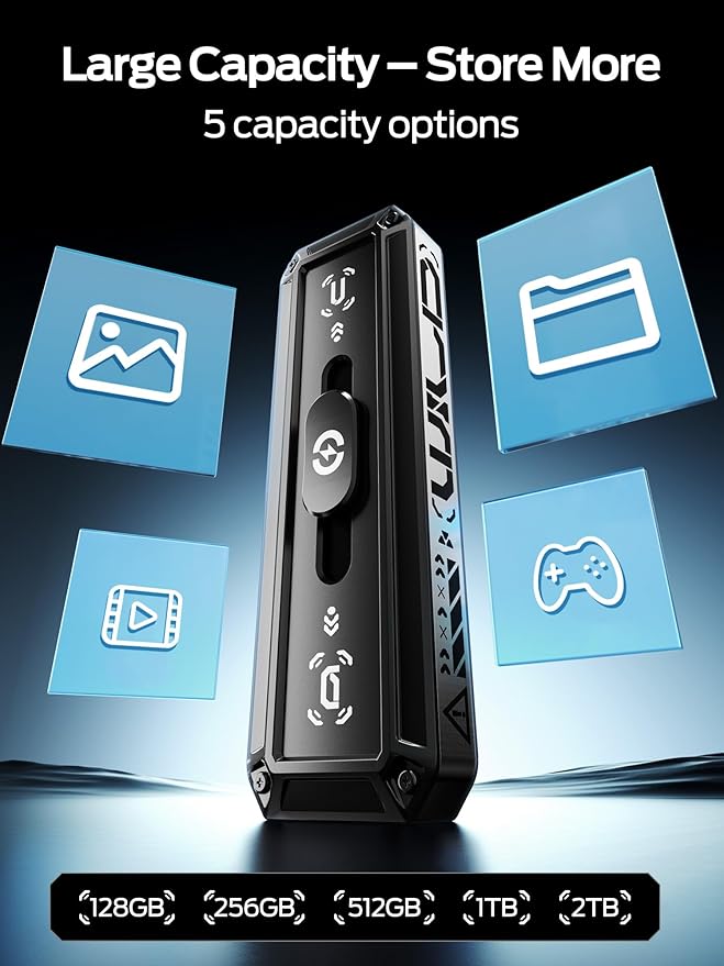 MOVE SPEED 2TB External SSD 560MB/s Read Speed, USB 3.2+USB C Dual Ports External Drive, Portable SSD 3-Stage Push-Pull Design for iPhone 15/16/17 Series/Mac/Android Phone etc