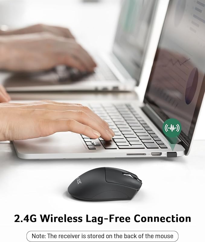 acer Wireless Mouse, 1200 DPI Computer Mouse for Laptop with 2.4GHz USB A Receiver, 5 Buttons Compatible for Windows, macOS, Android (Black)