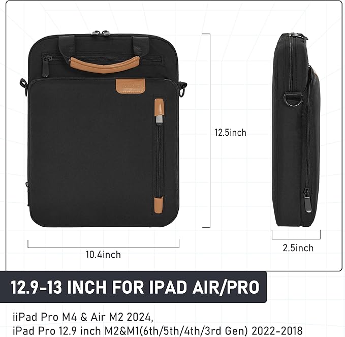 Tablet Sleeve Bag,Padded Protective Travel Carrying Case for iPad Pro M4 & Air M2 2024, iPad Pro 12.9 inch M2&M1(6th/5th/4th/3rd Gen) 2022-2018