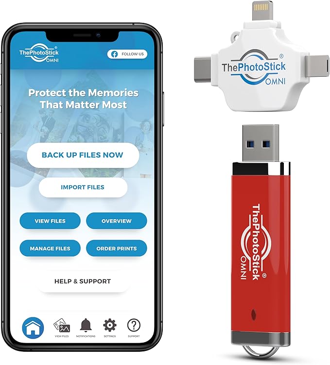 ThePhotoStick® Omni 512GB - Secure Photo & Video Backup and Transfer | Digital File Organization | USB & Multiport Connection for Phones, Tablets and Computers | Portable Memory | External Storage