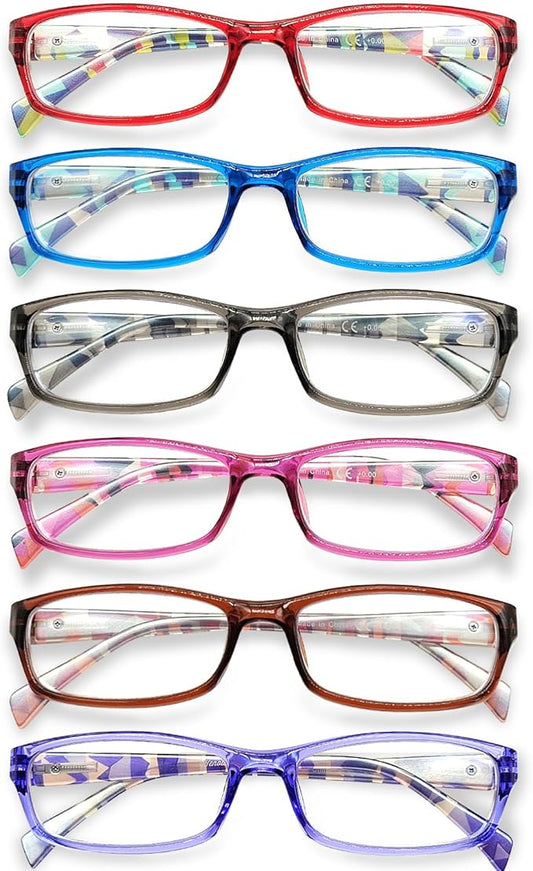 Henotin 6-Pack Reading Glasses Blue Light Blocking Anti Eyestrain Computer Reading Glasses for Women and Men Readers (Mix Color-A, 2.25, Diopters)
