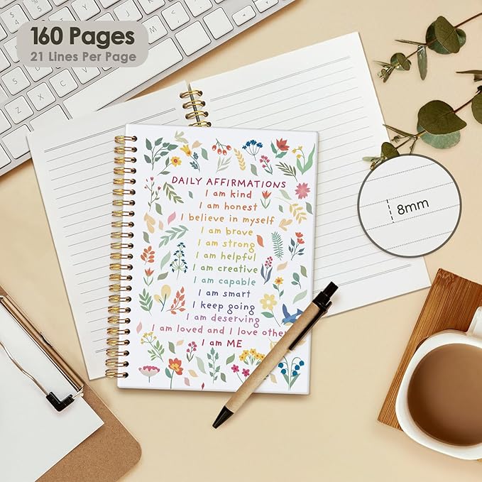 Wheatwin Positive Affirmations Gifts, Daily Affirmations for Women, Inspirational Gifts for Women Girls Teen, Motivational Floral Wildflower Notebook Journal, 5.5x8.3