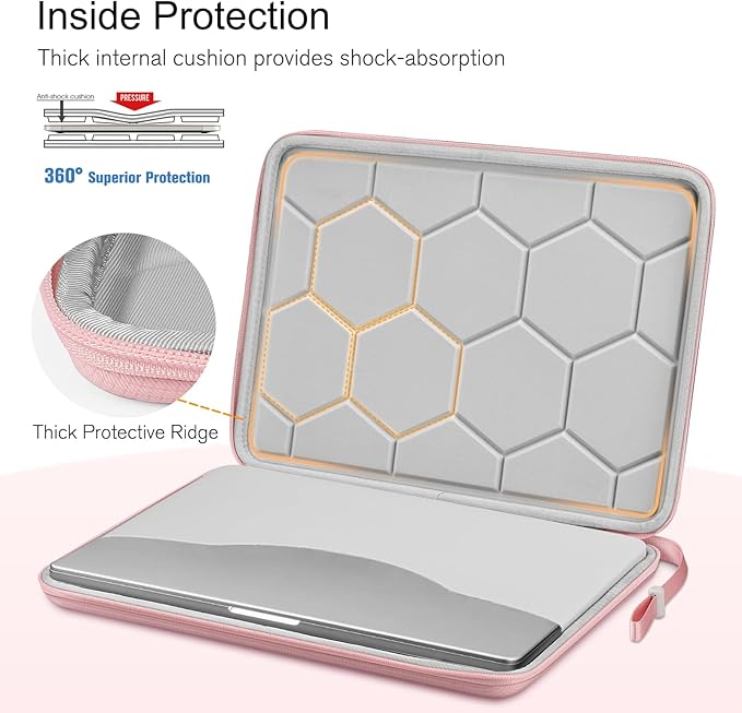 FINPAC 15.6-inch Hard Laptop Sleeve Case Compatible with 15.6 Inch Acer Aspire, Shockproof Computer Carrying Case for HP Dell Razer Samsung Laptop Chromebook, Pink