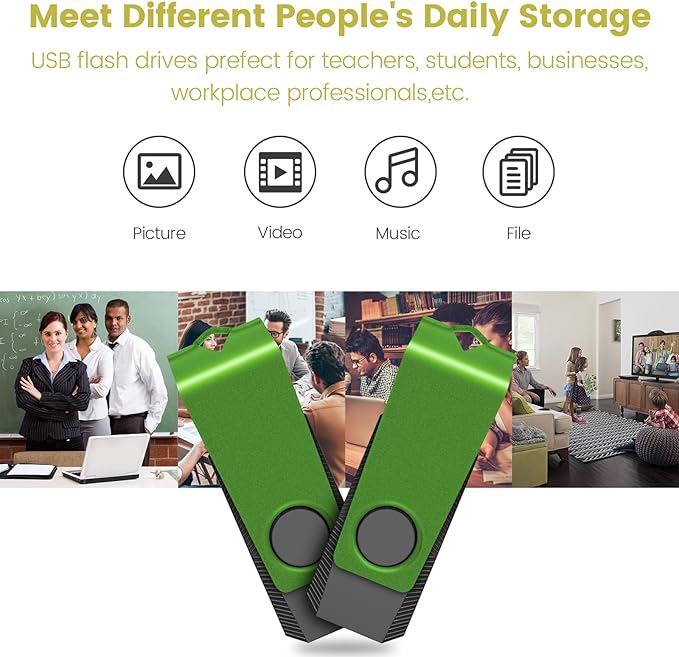 32GB USB Flash Drive 20PACK AGECASH Thumb Drive Bulk USB 2.0 Flash Drives Multi Pack Green Swivel 32GB USB Memory Stick Zip Drive Pendrive with Labels & Lanyards, USB Jump Drive Pack for Data Storage