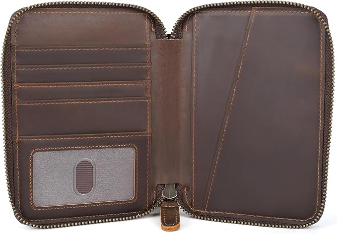 Polare Full Grain Leather Travel Passport Wallet RFID Blocking Passport Holder Soft Bifold Cover Case with YKK Zipper